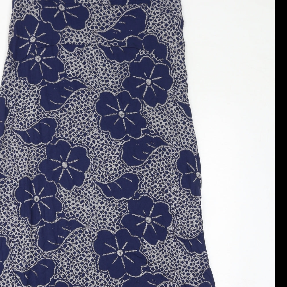 White Stuff Womens Blue Floral Viscose A-Line Size 12 Off the Shoulder Pullover