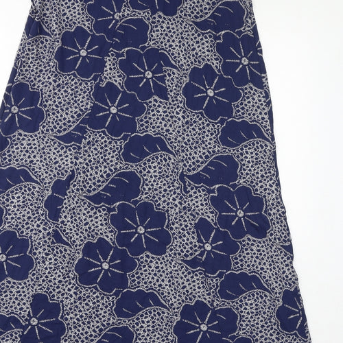 White Stuff Womens Blue Floral Viscose A-Line Size 12 Off the Shoulder Pullover
