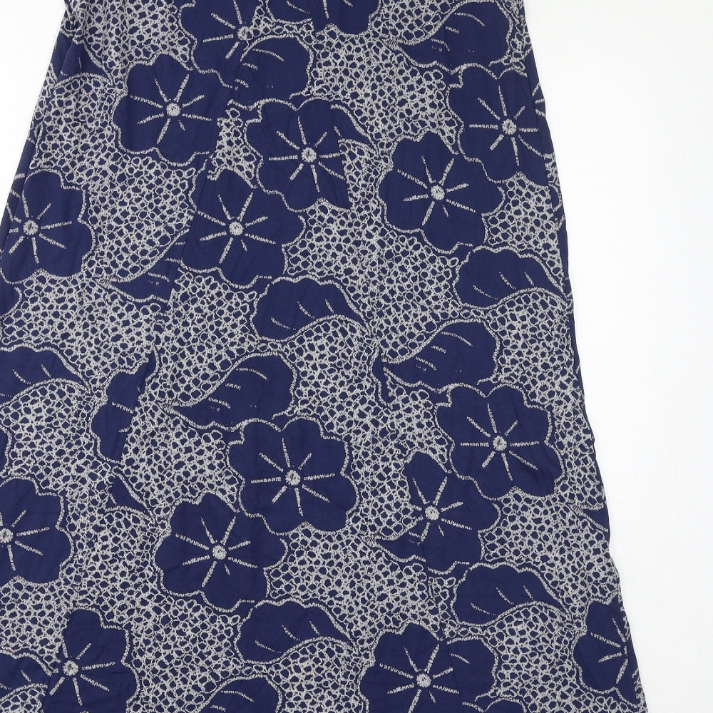 White Stuff Womens Blue Floral Viscose A-Line Size 12 Off the Shoulder Pullover