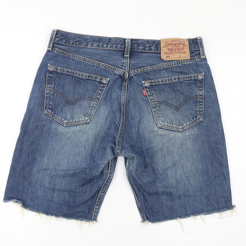 Levi's Womens Blue Cotton Cut-Off Shorts Size 34 in L9 in Regular Button - Distressed