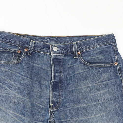 Levi's Womens Blue Cotton Cut-Off Shorts Size 34 in L9 in Regular Button - Distressed