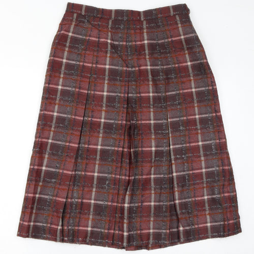 GOR-RAY Womens Red Check Wool A-Line Skirt Size 16 Zip