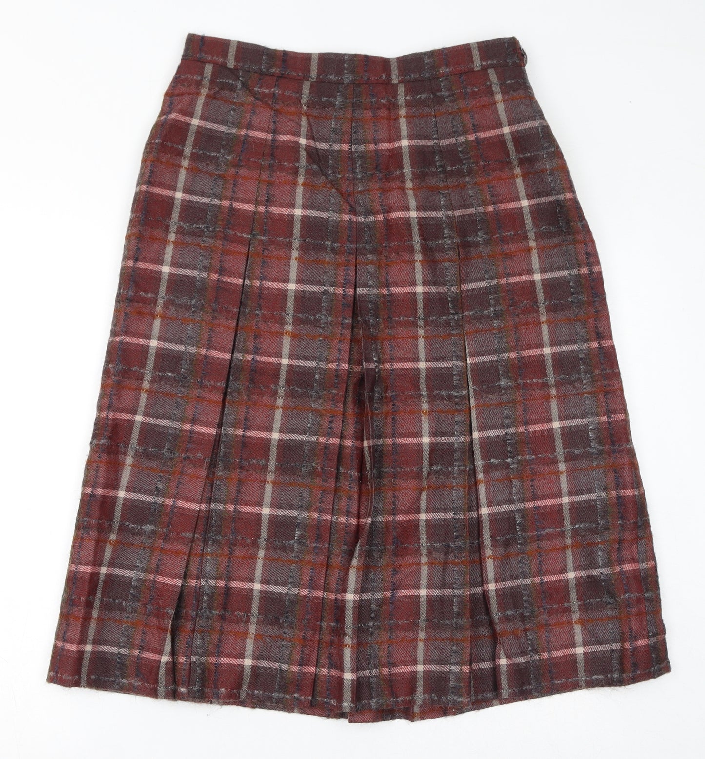GOR-RAY Womens Red Check Wool A-Line Skirt Size 16 Zip