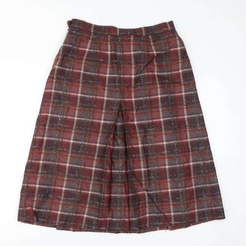 GOR-RAY Womens Red Check Wool A-Line Skirt Size 16 Zip