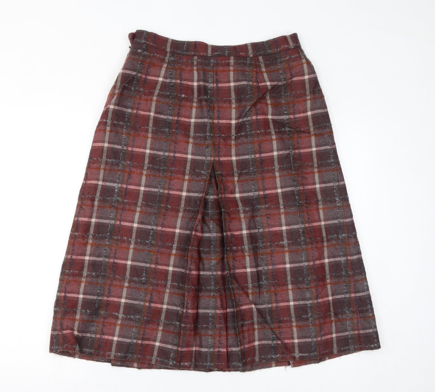 GOR-RAY Womens Red Check Wool A-Line Skirt Size 16 Zip