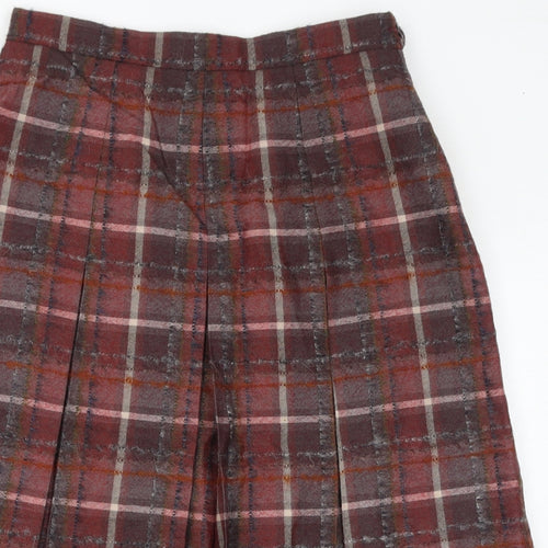 GOR-RAY Womens Red Check Wool A-Line Skirt Size 16 Zip