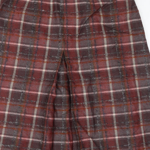 GOR-RAY Womens Red Check Wool A-Line Skirt Size 16 Zip