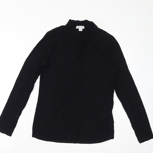 Monsoon Womens Black Viscose Basic T-Shirt Size 12 Mock Neck