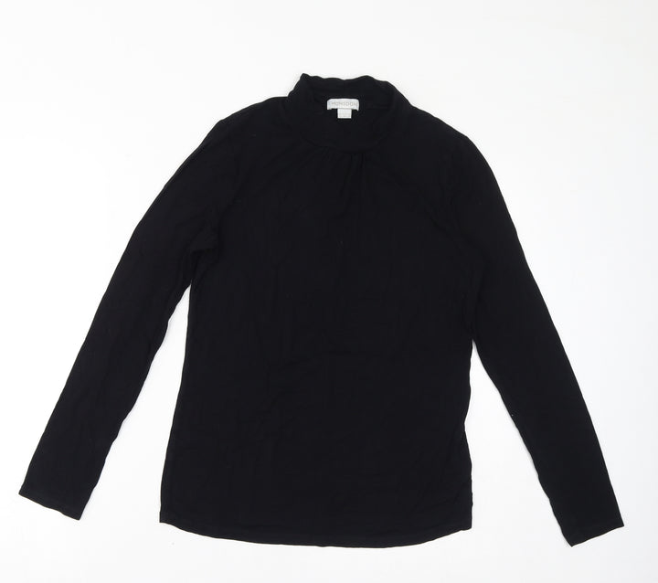 Monsoon Womens Black Viscose Basic T-Shirt Size 12 Mock Neck