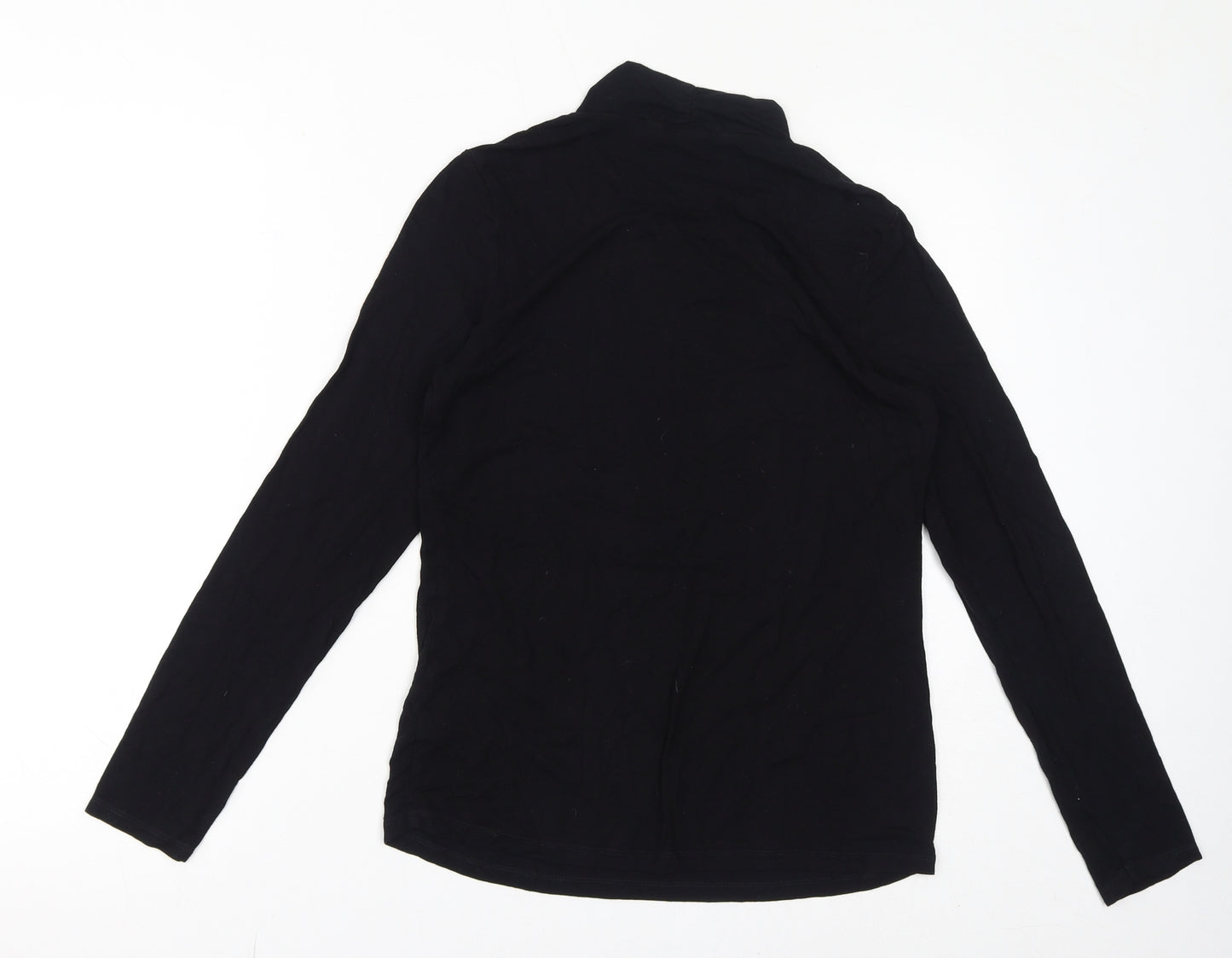 Monsoon Womens Black Viscose Basic T-Shirt Size 12 Mock Neck