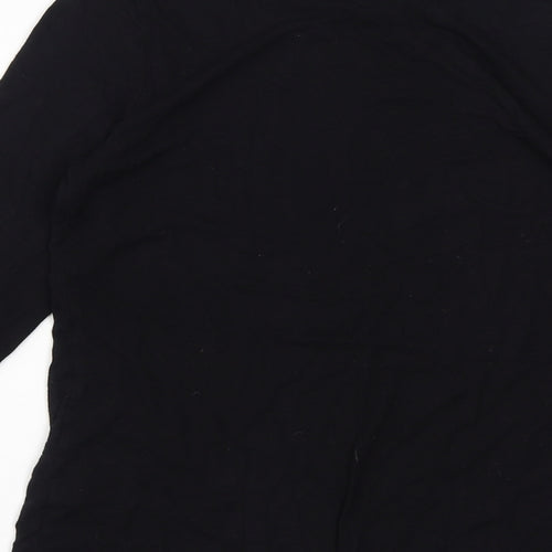 Monsoon Womens Black Viscose Basic T-Shirt Size 12 Mock Neck