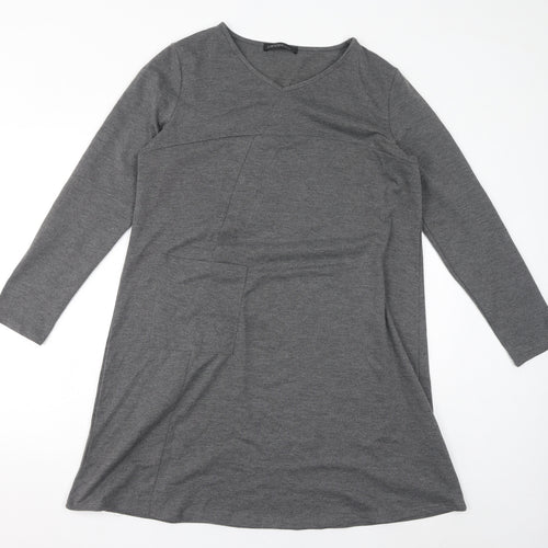 Zanzea Womens Grey Polyester A-Line Size L Round Neck Pullover