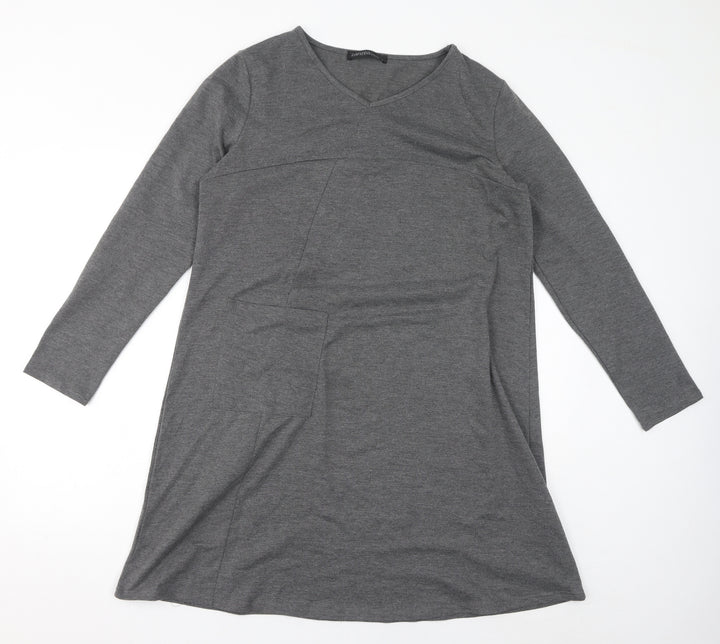 Zanzea Womens Grey Polyester A-Line Size L Round Neck Pullover