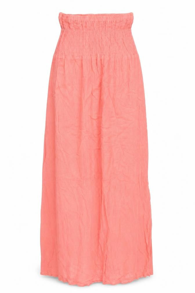 Front view of Jane Norman women’s pink cotton maxi, size UK 8, off the shoulder pullover