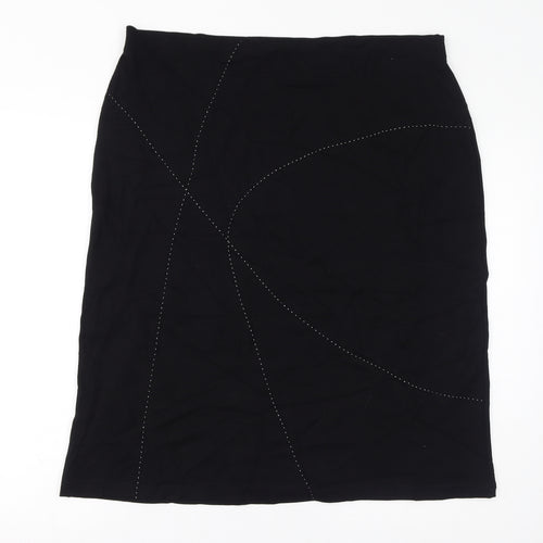 EWM Womens Black Polyester Straight & Pencil Skirt Size 18 - Embroidery