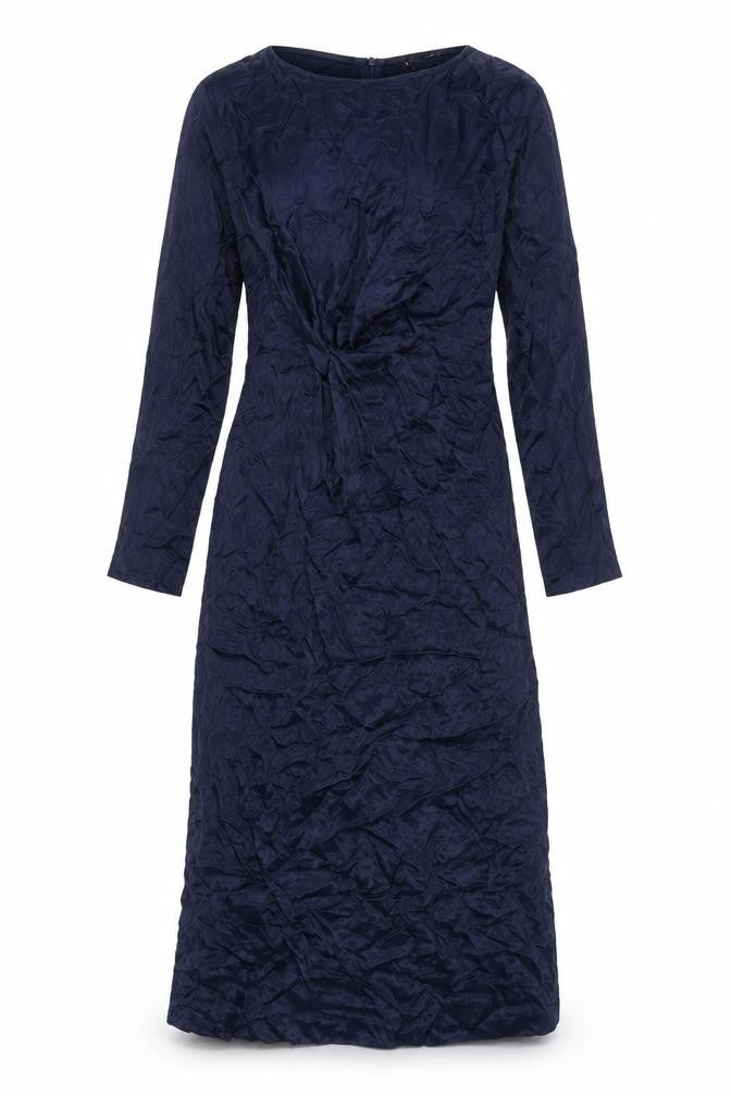 Front view of Zara women’s blue polyester a-line, size L, round neck zip
