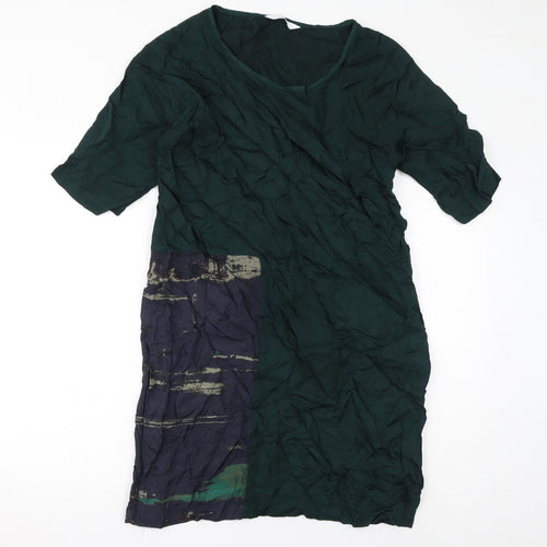 YAYA Womens Green Polyester Pencil Dress Size 40 Round Neck Pullover