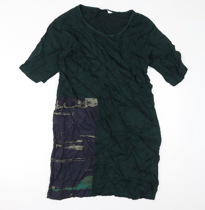 YAYA Womens Green Polyester Pencil Dress Size 40 Round Neck Pullover