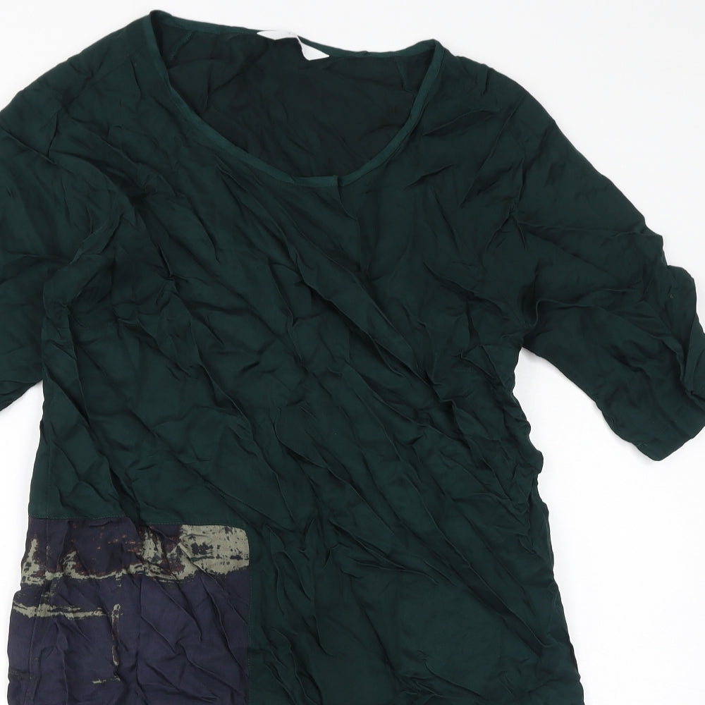YAYA Womens Green Polyester Pencil Dress Size 40 Round Neck Pullover