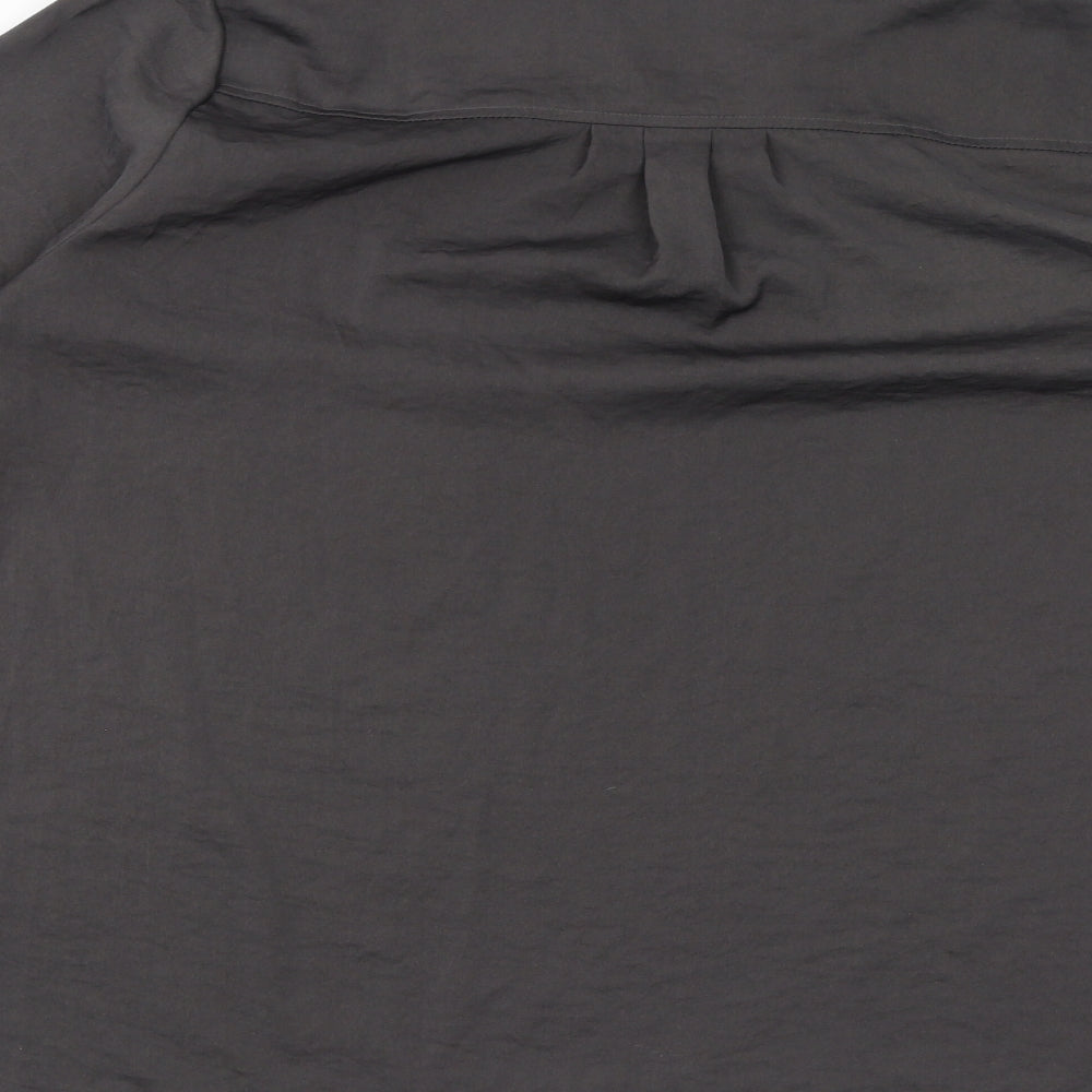 Marks and Spencer Womens Grey Polyester Basic Blouse Size 14 V-Neck