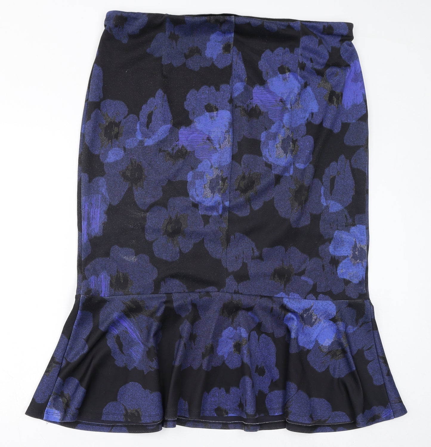 Marks and Spencer Womens Blue Floral Polyester Trumpet Skirt Size 20