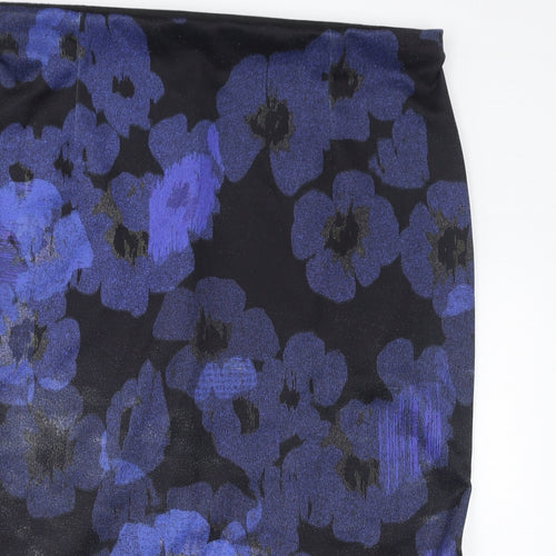 Marks and Spencer Womens Blue Floral Polyester Trumpet Skirt Size 20