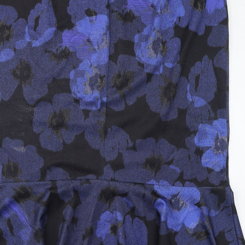 Marks and Spencer Womens Blue Floral Polyester Trumpet Skirt Size 20
