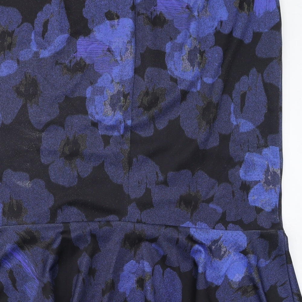 Marks and Spencer Womens Blue Floral Polyester Trumpet Skirt Size 20