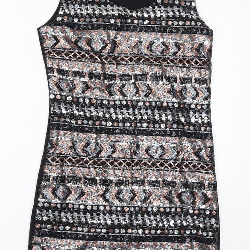 Moio Hemero Womens Black Cotton Tank Dress Size M Round Neck Pullover - Sequins