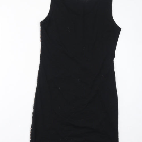 Moio Hemero Womens Black Cotton Tank Dress Size M Round Neck Pullover - Sequins