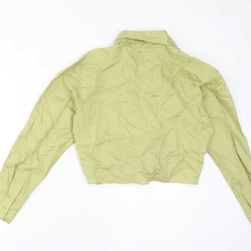 Marks and Spencer Womens Green Lyocell Cropped Button-Up Size 8 Collared