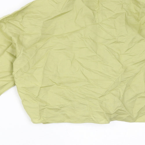 Marks and Spencer Womens Green Lyocell Cropped Button-Up Size 8 Collared