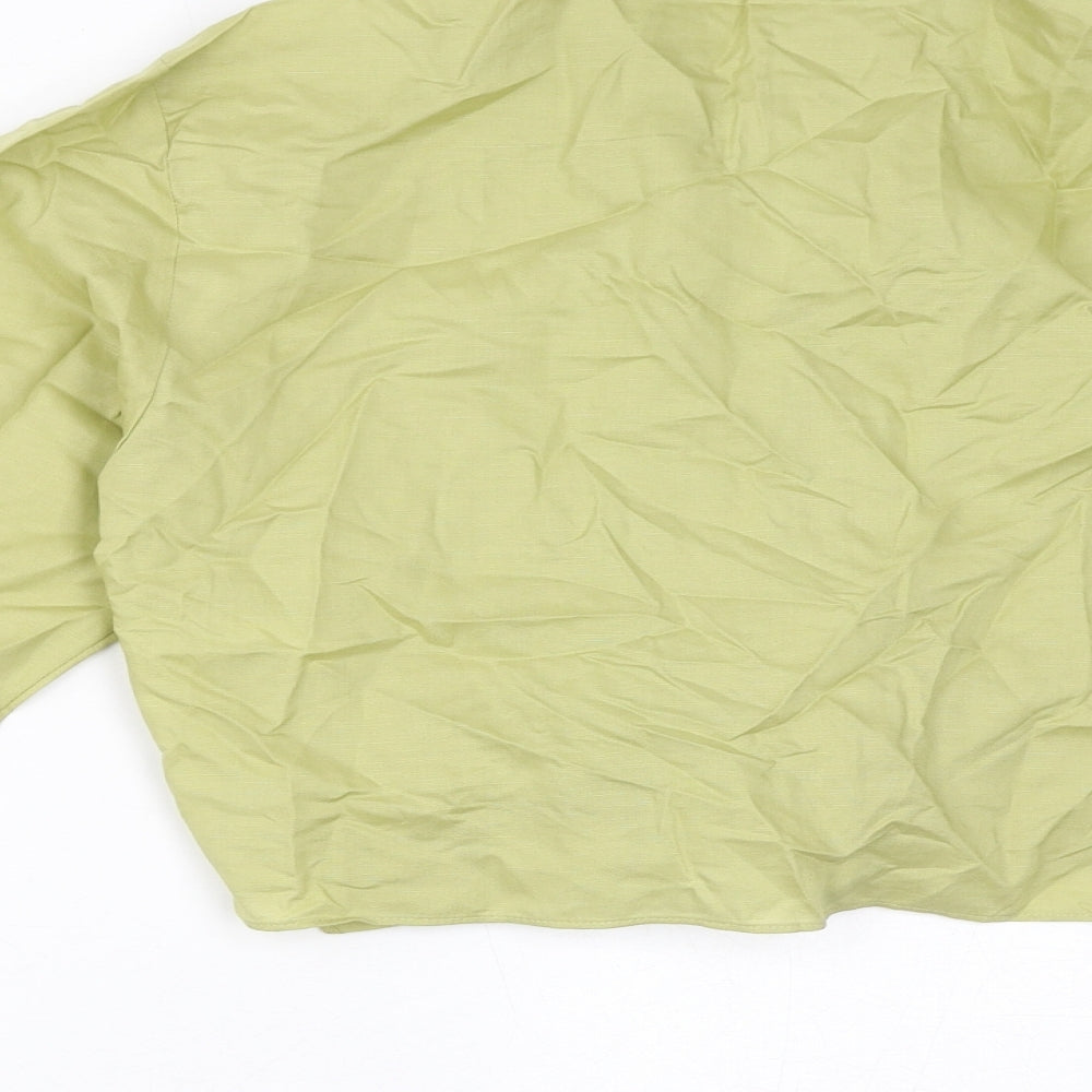 Marks and Spencer Womens Green Lyocell Cropped Button-Up Size 8 Collared