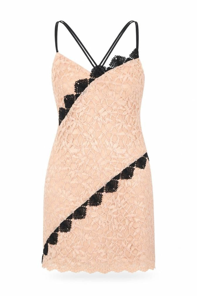 Front view of Topshop women’s beige polyester bodycon, size UK 8, round neck zip