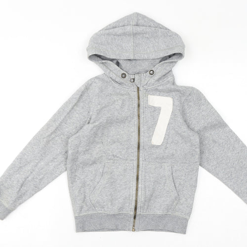 H&M Boys Grey Cotton Full Zip Hoodie Size 7-8 Years Zip