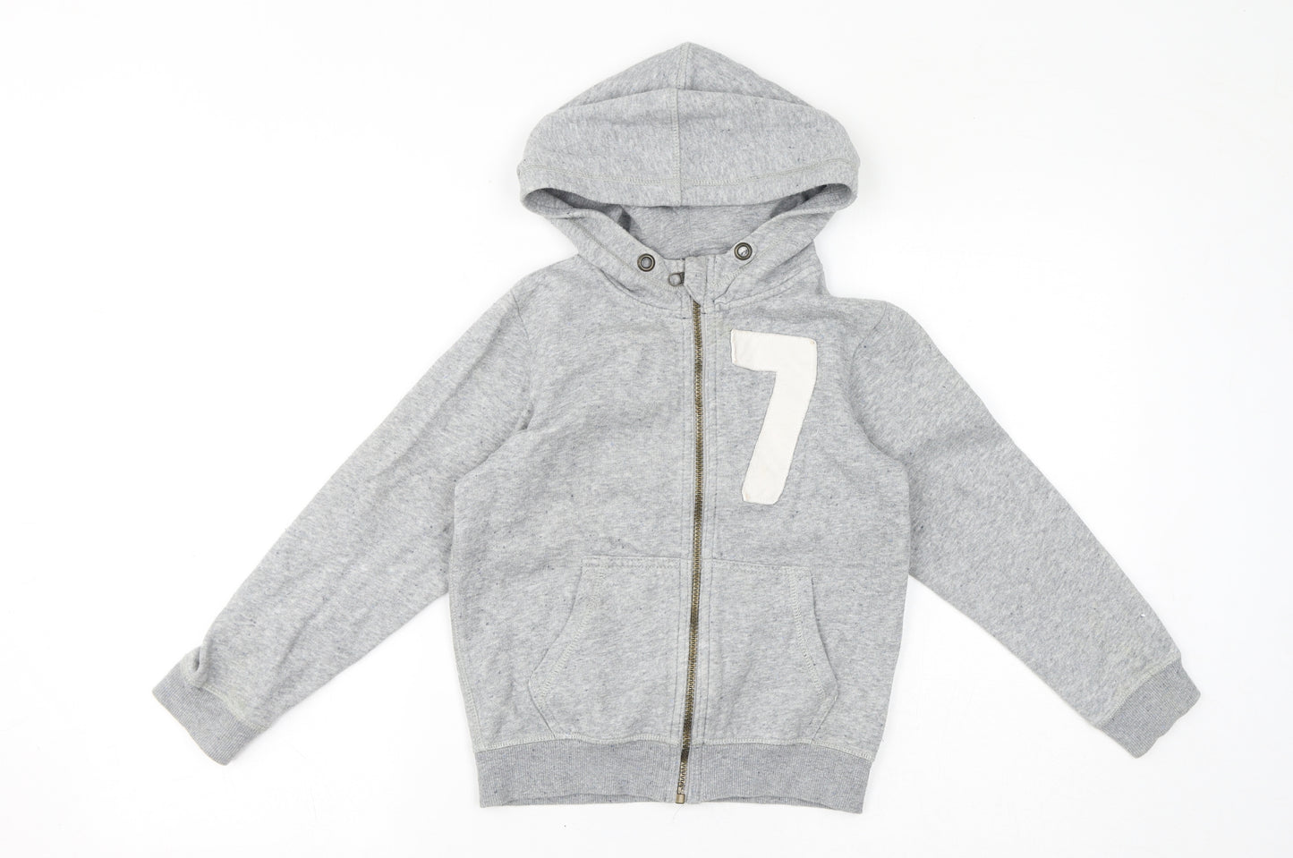 H&M Boys Grey Cotton Full Zip Hoodie Size 7-8 Years Zip