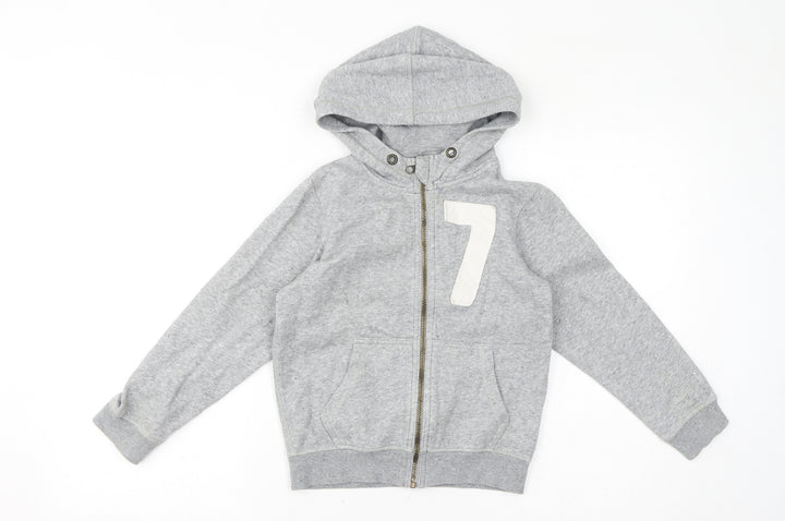 H&M Boys Grey Cotton Full Zip Hoodie Size 7-8 Years Zip
