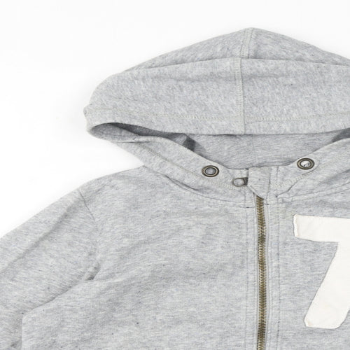 H&M Boys Grey Cotton Full Zip Hoodie Size 7-8 Years Zip