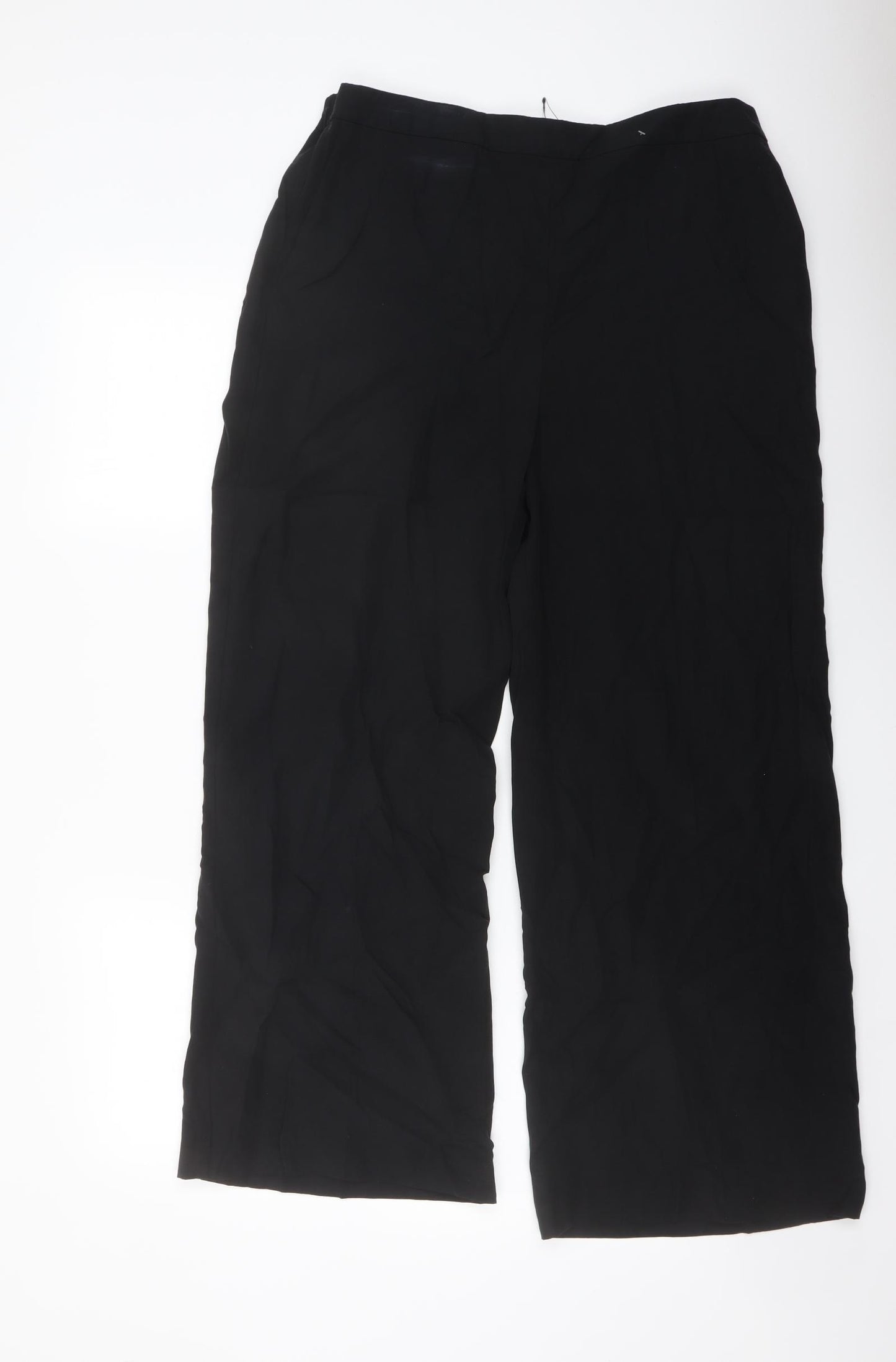 Marks and Spencer Womens Black Lyocell Trousers Size 14 L28 in Regular