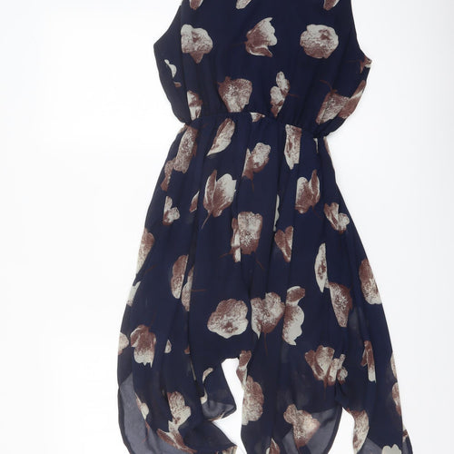 AX Paris Womens Blue Floral Polyester A-Line Size 10 Round Neck Pullover