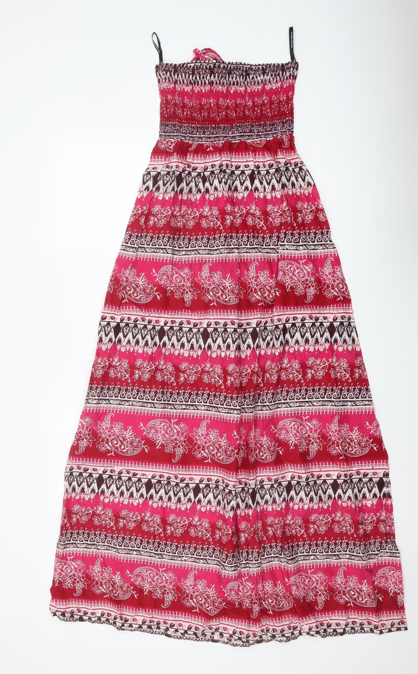 Warehouse Womens Multicoloured Geometric Cotton Maxi Size M Off the Shoulder Pullover