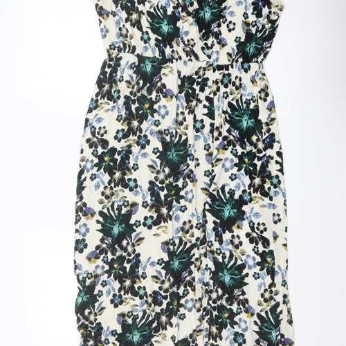 H&M Womens Multicoloured Floral Viscose A-Line Size L V-Neck Pullover