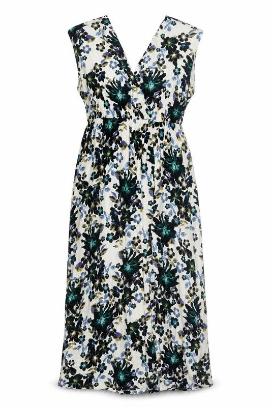 Front view of H&M women’s multicoloured floral viscose a-line, size L, v-neck pullover
