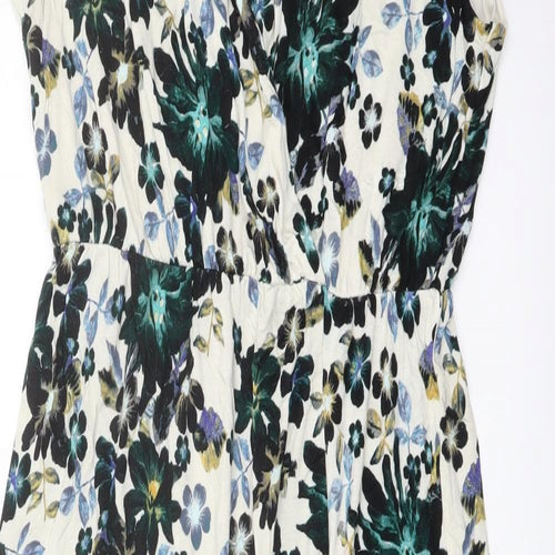 H&M Womens Multicoloured Floral Viscose A-Line Size L V-Neck Pullover