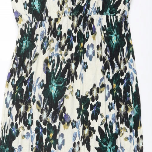H&M Womens Multicoloured Floral Viscose A-Line Size L V-Neck Pullover