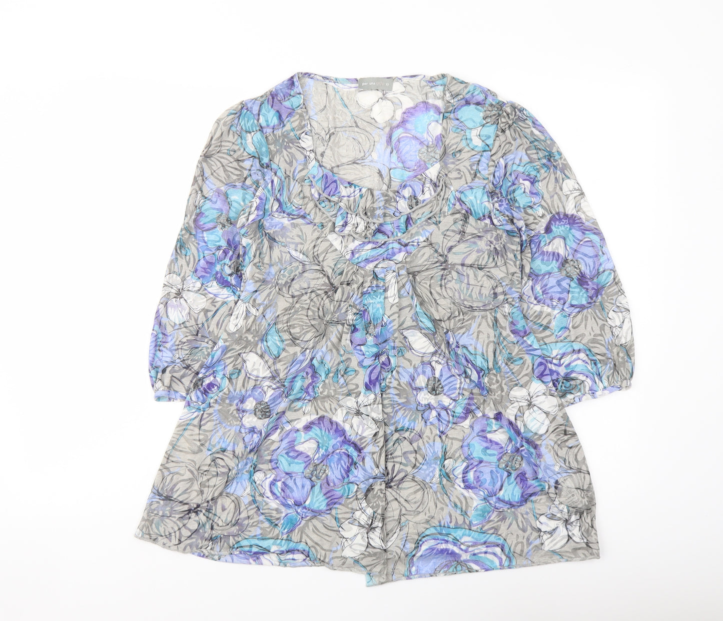 Per Una Womens Multicoloured Floral Polyester Basic Blouse Size 10 Scoop Neck