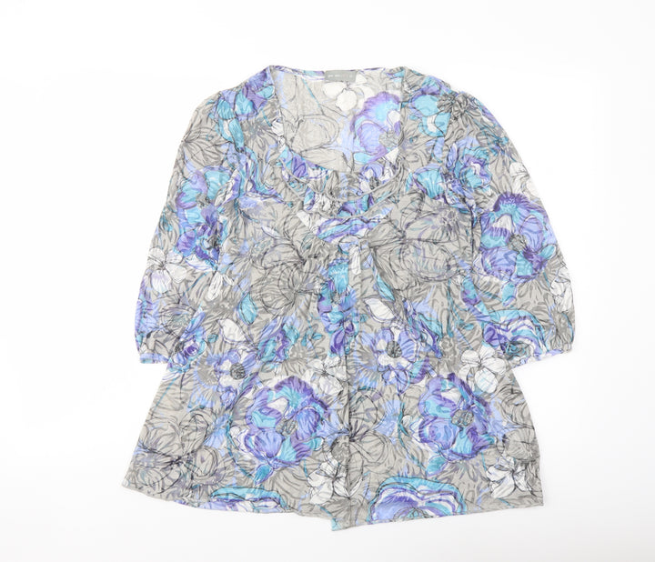 Per Una Womens Multicoloured Floral Polyester Basic Blouse Size 10 Scoop Neck