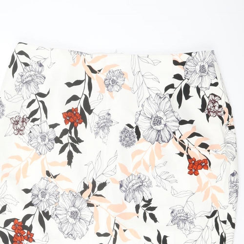 River Island Womens Multicoloured Floral Polyester A-Line Skirt Size 16 Zip