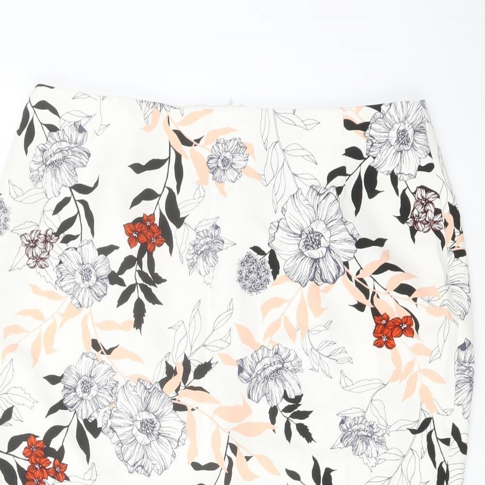 River Island Womens Multicoloured Floral Polyester A-Line Skirt Size 16 Zip