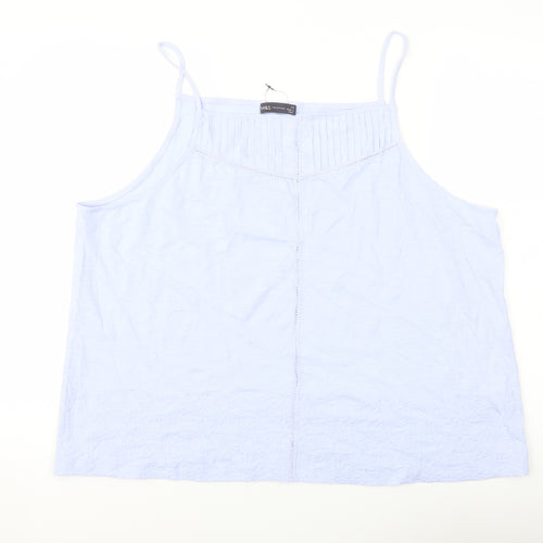 Marks and Spencer Womens Blue Cotton Basic Tank Size 24 Square Neck